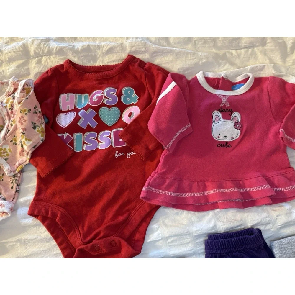 Lot of 11 piece Baby Girls Bodysuit Pants Outfit Pants‎ Hugs & Kisses 3/6 Month